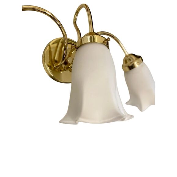 Vintage Hollywood Regency 3 Tulip Light Brass Wall Sconce - Picture 3 of 6